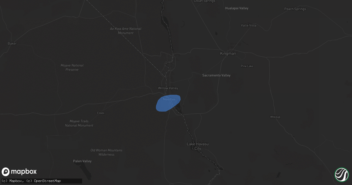 Hail Map in Mohave Valley, AZ on August 21, 2024 HailTrace